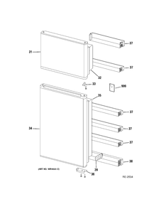 DOORS Diagram and Parts List for GTR11AAPRWWC  General Electric Refrigerator