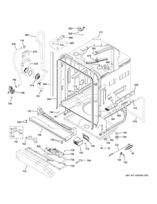 Body Parts Diagram and Parts List for CDT725SSF7SS  General Electric Dishwasher