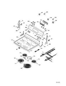 CONTROL PANEL & COOKTOP Diagram and Parts List for PCB909DR4WW  General Electric Range