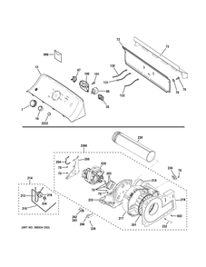 Backsplash, Blower And Motor Assembly Diagram and Parts List for GTD38EASW0WS  General Electric Dryer