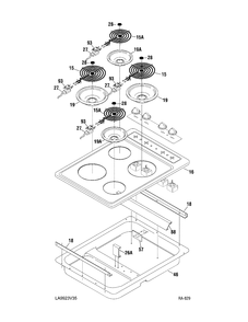 MAINTOP/SURFACE UNITS Diagram and Parts List for GCF3100SM-5  General Electric Range