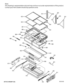 Fresh Food Shelves Diagram and Parts List for ZFGB21HZSS  General Electric Range