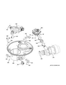 SUMP & MOTOR MECHANISM Diagram and Parts List for CDT835SMJ2DS  General Electric Dishwasher