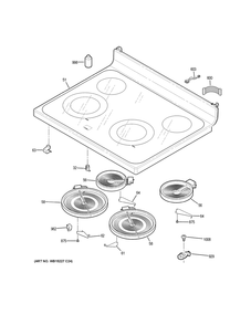 Cooktop Diagram and Parts List for JB645RKBSS  General Electric Range