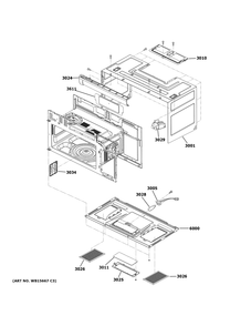 Oven Cavity Parts Diagram and Parts List for PVM9005FM9DS  General Electric Microwave