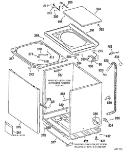CABINET Diagram and Parts List for XKXR1060W0WW  General Electric Washer