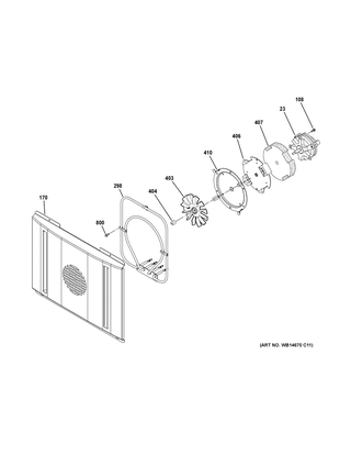 Convection Fan Diagram and Parts List for C2Y366P4M1W2  General Electric Range