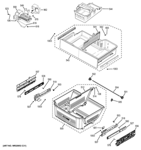 Freezer Shelves Diagram and Parts List for GNE29GSKBSS  General Electric Refrigerator