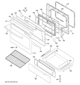 Door & Drawer Parts Diagram and Parts List for PGB920DEF2BB  General Electric Range