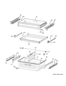 Freezer Shelves Diagram and Parts List for CXE22DP4PDW2  General Electric Refrigerator