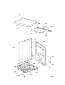 CABINET Diagram and Parts List for BBXR473EH6WW  General Electric Dryer