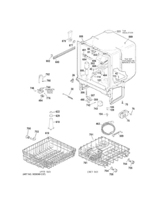 Body Parts Diagram and Parts List for GSD3300D45BB  General Electric Dishwasher
