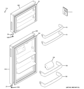 Doors Diagram and Parts List for GPE16DTHBRCC  General Electric Refrigerator