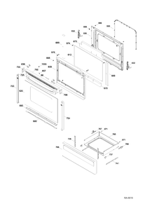 DOOR & DRAWER Diagram and Parts List for RCBS536DN4WW  General Electric Range