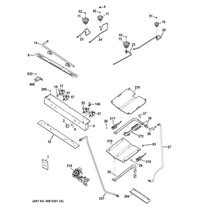 Gas & Burner Parts Diagram and Parts List for JGB620GEF3SA  General Electric Range