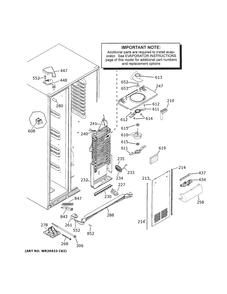 Freezer Section Diagram and Parts List for GZS22DGJPFWW  General Electric Refrigerator