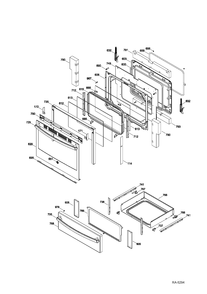 DOOR & DRAWER Diagram and Parts List for JCB860SF1SS  General Electric Range