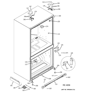 CASE PARTS Diagram and Parts List for PFCF1NFZCSS  General Electric Refrigerator