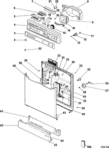 DOOR & ESCUTCHEON PARTS Diagram and Parts List for MRB0220MB119  General Electric Dishwasher
