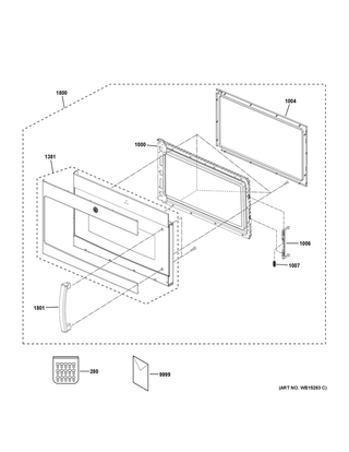 Door Parts Diagram and Parts List for PSA9120SF5SS  General Electric Microwave Oven Combo