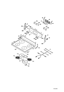 CONTROL PANEL & COOKTOP Diagram and Parts List for JCB630DF1WW  General Electric Range