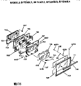 Door Diagram and Parts List for RF725GL1G  Hotpoint Range