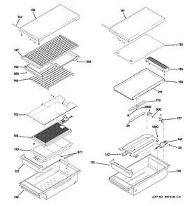 GRILL & GRIDDLE ASSEMBLY Diagram and Parts List for ZDP484LGP7SS  General Electric Range