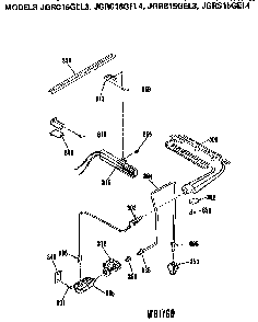 Burner Assembly Diagram and Parts List for JGRS15GEL3  General Electric Range