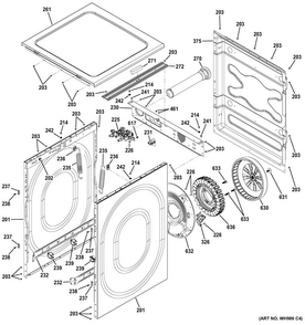 Cabinet Diagram and Parts List for GFWR2705H2MC  General Electric Washer