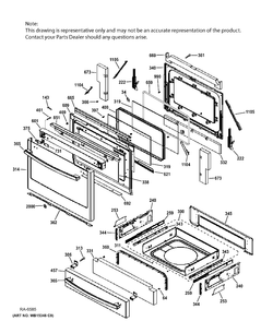 DOOR & DRAWER PARTS Diagram and Parts List for PC2S920SEF5SS  General Electric Range