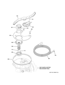 Sump & Filter Assembly Diagram and Parts List for GDF570SSF4SS  General Electric Dishwasher