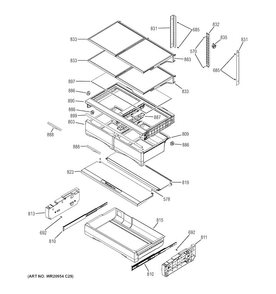 Fresh Food Shelves Diagram and Parts List for GNE29GMHEES  General Electric Refrigerator