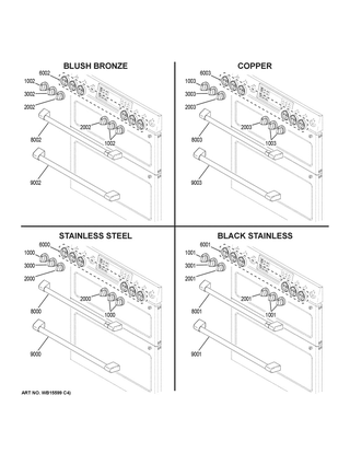 Cafe Customization Diagram and Parts List for CGS750P2M1S1  General Electric Range