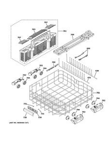 Lower Rack Assembly 1 Diagram and Parts List for ZDT985SIN3II  General Electric Dishwasher