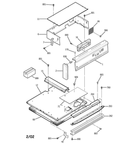 Control Panel Diagram and Parts List for JGRS14BEW4BB  General Electric Wall Oven
