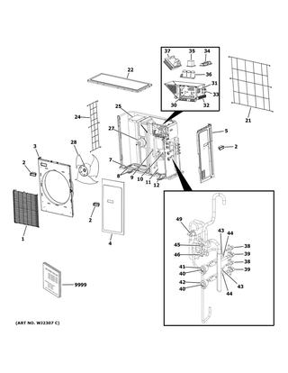 Part Location Diagram of WJ71X23737 GE RIGHT SIDE PANEL