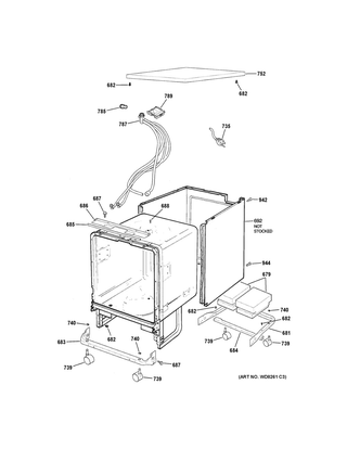 Cabinet & Exterior Parts Diagram and Parts List for GSC3500D55BB  General Electric Dishwasher