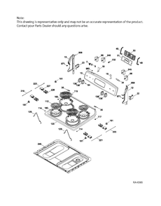 CONTROL PANEL & COOKTOP Diagram and Parts List for JCBS250ST4SS  General Electric Range