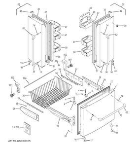Doors Diagram and Parts List for CNS23SSHAFSS  General Electric Refrigerator