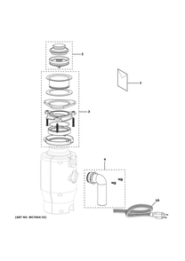 Part Location Diagram of WC11X20381 GE Disposer Splash Guard & Stoper Kit