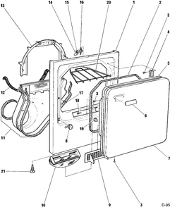 CABINET FRONT & DOOR Diagram and Parts List for GDG8500R*119  General Electric Dryer