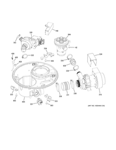 Sump & Motor Mechanism Diagram and Parts List for CDT725SSF4SS  General Electric Dishwasher