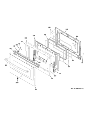 LOWER DOOR Diagram and Parts List for JGB860DEJ6BB  General Electric Range