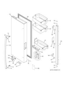 Fresh Food Door - Lh Diagram and Parts List for GNE29GGKFWW  General Electric Refrigerator