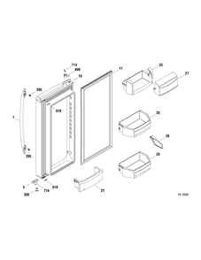 FF DOOR LEFT Diagram and Parts List for PFRS5NBXASS  General Electric Refrigerator