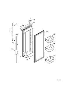 FF DOOR LEFT Diagram and Parts List for GNE22GMEAES  General Electric Refrigerator