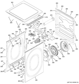 Cabinet Diagram and Parts List for GFWR4805F1MC  General Electric Washer