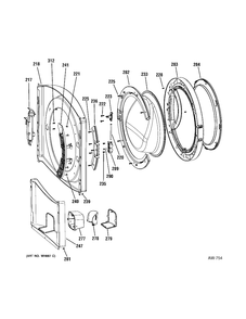 FRONT PANEL Diagram and Parts List for GCVH6400J0WW  General Electric Washer