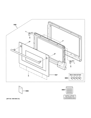 Door Parts Diagram and Parts List for ZSC1001J4SS  General Electric Microwave