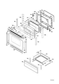 DOOR & DRAWER Diagram and Parts List for MCB787DR4WW  General Electric Range